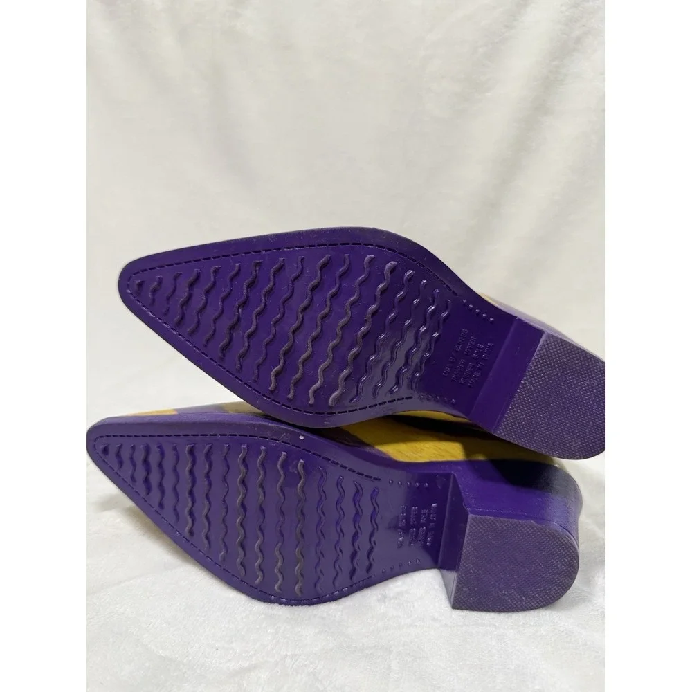 MyGameBoots Purple Gold Western Rain Boots Womens 6 Cowboy Rubber LSU